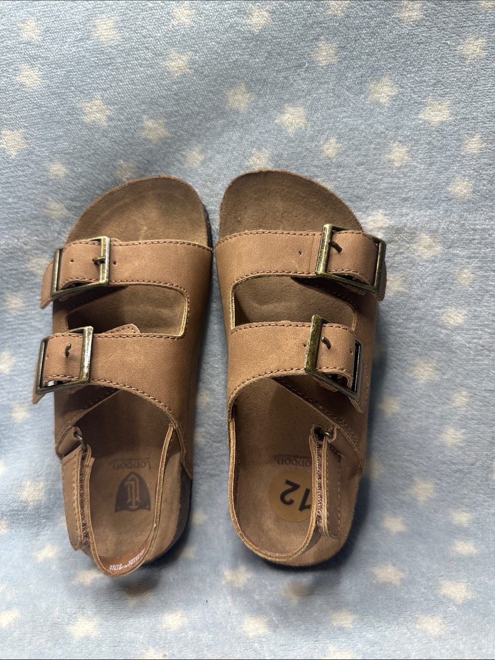 Kids Double-Buckle Brown Suede Sandals
